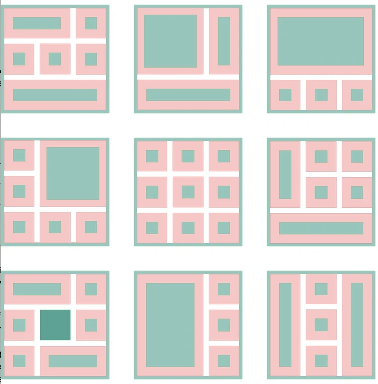 Courtyard URB pattern templates on Tranquil streets, 40 ft