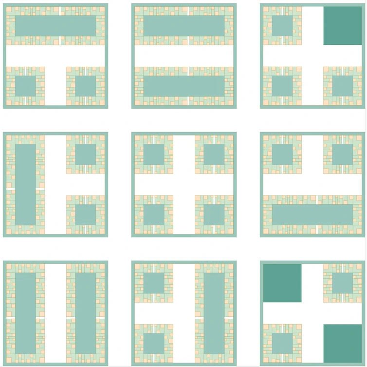 Wild Flower Garden URB pattern templates on Windward streets, 160 ft